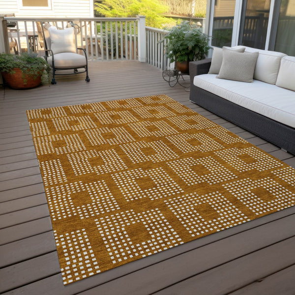 Homeroots 3' Artichoke Green Geometric Washable Indoor Outdoor Area Rug For Stylish Living Spaces & Patios 10' X 14' Polyester 592592