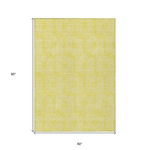 Homeroots 3' Artichoke Green Geometric Washable Indoor Outdoor Area Rug For Stylish Living Spaces & Patios 5' X 8' Polyester 592594