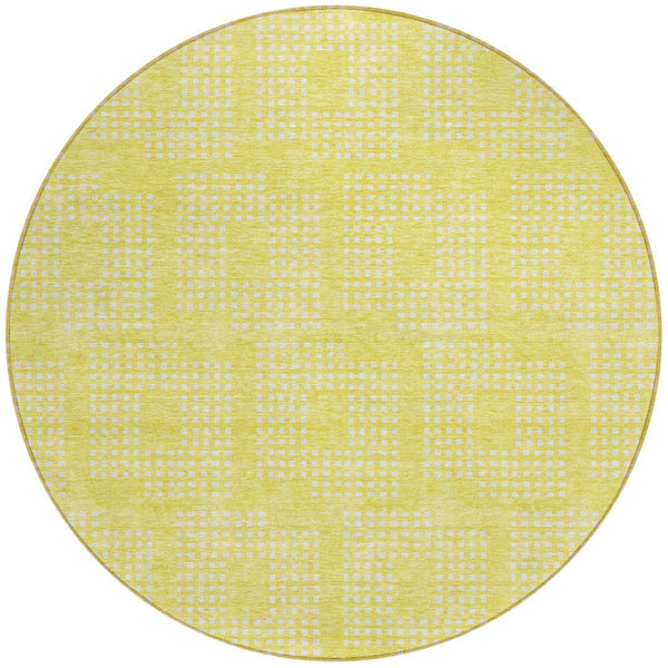 Homeroots 3' Artichoke Green Geometric Washable Indoor Outdoor Area Rug For Stylish Living Spaces & Patios 8' Round Polyester 592595