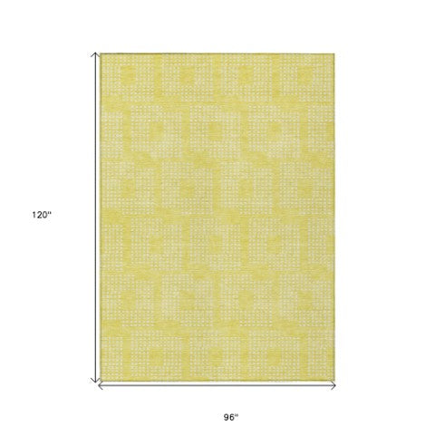 Homeroots 3' Artichoke Green Geometric Washable Indoor Outdoor Area Rug For Stylish Living Spaces & Patios 8' X 10' Polyester 592596