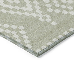 Homeroots 3' Artichoke Green Geometric Washable Indoor Outdoor Area Rug For Stylish Living Spaces & Patios 9' X 12' Polyester 592603