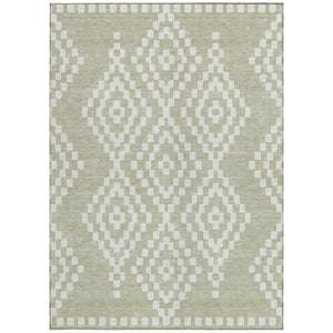 Homeroots 3' Artichoke Green Geometric Washable Indoor Outdoor Area Rug For Stylish Living Spaces & Patios 9' X 12' Polyester 592603