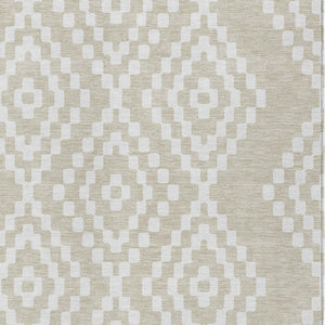 Homeroots 3' Artichoke Green Geometric Washable Indoor Outdoor Area Rug For Stylish Living Spaces & Patios 9' X 12' Polyester 592609