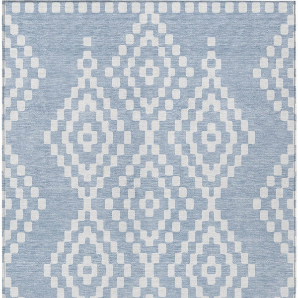 Homeroots 3' Artichoke Green Geometric Washable Indoor Outdoor Area Rug For Stylish Living Spaces & Patios 9' X 12' Polyester 592621
