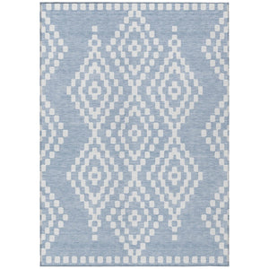 HomeRoots 9' Denim Blue and Ivory Geometric Area Rug - Durable, Washable Design for Indoor and Outdoor Use 9' X 12' 592621