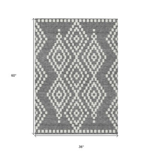 Homeroots 3' Artichoke Green Geometric Washable Indoor Outdoor Area Rug For Stylish Living Spaces & Patios 3' X 5' Polyester 592623