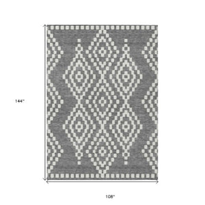 Homeroots 3' Artichoke Green Geometric Washable Indoor Outdoor Area Rug For Stylish Living Spaces & Patios 9' X 12' Polyester 592627