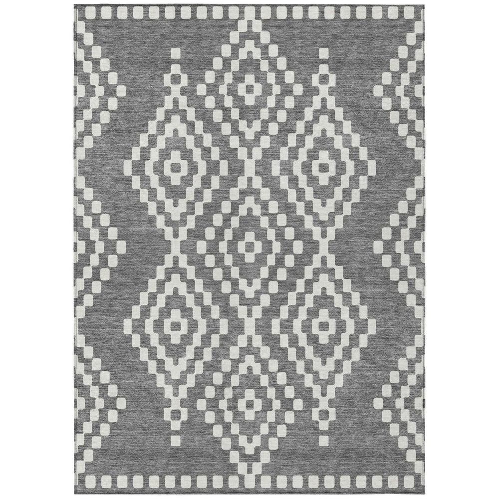 HomeRoots 9' Stylish Gray and Ivory Geometric Area Rug – Durable, Washable, Perfect for Indoor and Outdoor Spaces 9' X 12' 592627