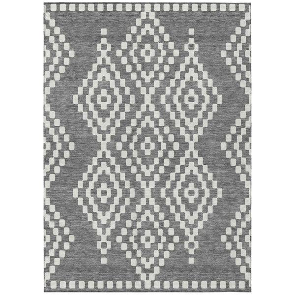 HomeRoots 9' Stylish Gray and Ivory Geometric Area Rug – Durable, Washable, Perfect for Indoor and Outdoor Spaces 9' X 12' 592627