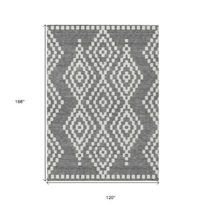 Homeroots 3' Artichoke Green Geometric Washable Indoor Outdoor Area Rug For Stylish Living Spaces & Patios 10' X 14' Polyester 592628