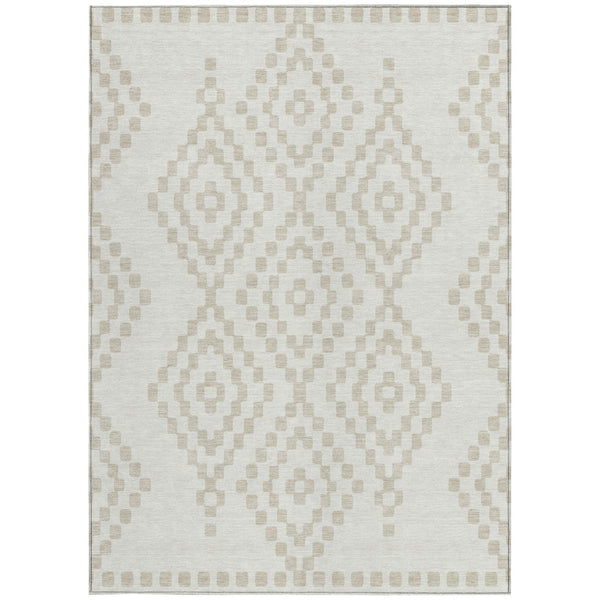 Homeroots 3' Artichoke Green Geometric Washable Indoor Outdoor Area Rug For Stylish Living Spaces & Patios 9' X 12' Polyester 592633