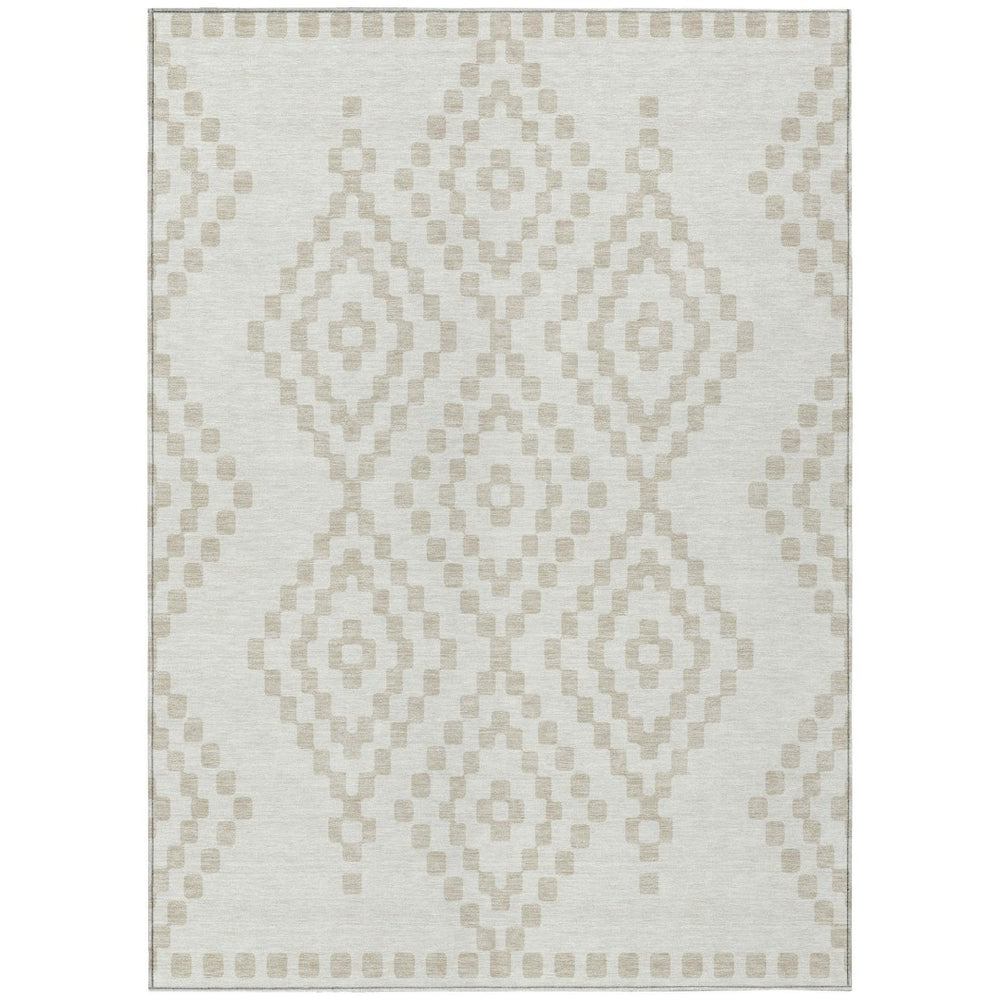 HomeRoots 9' Stylish Ivory and Beige Geometric Area Rug – Durable, Easy-Care Design for Indoor & Outdoor Use 9' X 12' 592633