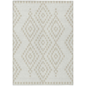 HomeRoots 9' Stylish Ivory and Beige Geometric Area Rug – Durable, Easy-Care Design for Indoor & Outdoor Use 9' X 12' 592633