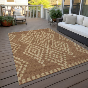 Homeroots 3' Artichoke Green Geometric Washable Indoor Outdoor Area Rug For Stylish Living Spaces & Patios 3' X 5' Polyester 592647