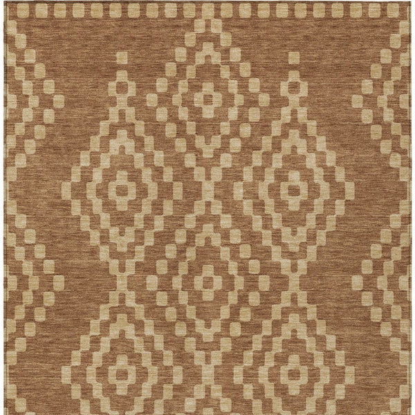 Homeroots 3' Artichoke Green Geometric Washable Indoor Outdoor Area Rug For Stylish Living Spaces & Patios 3' X 5' Polyester 592647