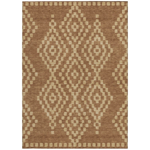 Homeroots 3' Artichoke Green Geometric Washable Indoor Outdoor Area Rug For Stylish Living Spaces & Patios 5' X 8' Polyester 592648