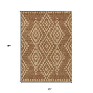 Homeroots 3' Artichoke Green Geometric Washable Indoor Outdoor Area Rug For Stylish Living Spaces & Patios 9' X 12' Polyester 592651