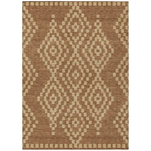 HomeRoots 5' Stylish Brown and Beige Geometric Area Rug - Durable, Washable, Perfect for Indoor and Outdoor Use 10' X 14' 592652