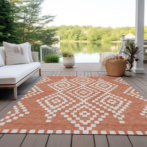 Homeroots 3' Artichoke Green Geometric Washable Indoor Outdoor Area Rug For Stylish Living Spaces & Patios 5' X 8' Polyester 592654