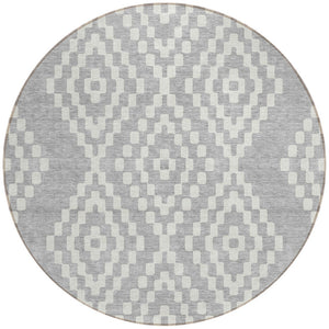 Homeroots 3' Artichoke Green Geometric Washable Indoor Outdoor Area Rug For Stylish Living Spaces & Patios 8' Round Polyester 592661