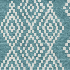 Homeroots 3' Artichoke Green Geometric Washable Indoor Outdoor Area Rug For Stylish Living Spaces & Patios 5' X 8' Polyester 592666