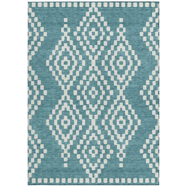 Homeroots 3' Artichoke Green Geometric Washable Indoor Outdoor Area Rug For Stylish Living Spaces & Patios 8' X 10' Polyester 592668
