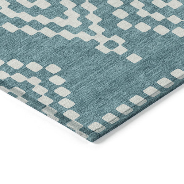 Homeroots 3' Artichoke Green Geometric Washable Indoor Outdoor Area Rug For Stylish Living Spaces & Patios 9' X 12' Polyester 592669