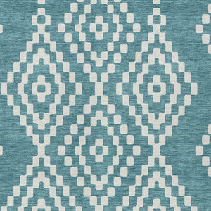 Homeroots 3' Artichoke Green Geometric Washable Indoor Outdoor Area Rug For Stylish Living Spaces & Patios 9' X 12' Polyester 592669
