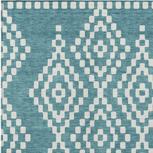 Homeroots 3' Artichoke Green Geometric Washable Indoor Outdoor Area Rug For Stylish Living Spaces & Patios 10' X 14' Polyester 592670