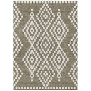 HomeRoots 9' Taupe and Ivory Geometric Washable Area Rug for Indoor and Outdoor Spaces - Durable and Stylish 9' X 12' 592675