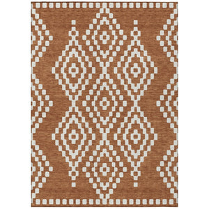 HomeRoots 9' Terra Cotta and Ivory Geometric Indoor Outdoor Area Rug - Stylish, Durable, Machine Washable Design 9' X 12' 592681