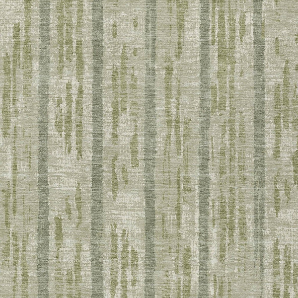 Homeroots 3' Artichoke Green Gray Ivory Striped Washable Area Rug For Indoor Outdoor Use, Durable & Stylish 8' X 10' Polyester 592686