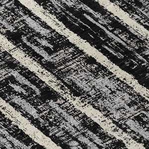 Homeroots 3' Artichoke Green Gray Ivory Striped Washable Area Rug For Indoor Outdoor Use, Durable & Stylish 8' Round Polyester 592691