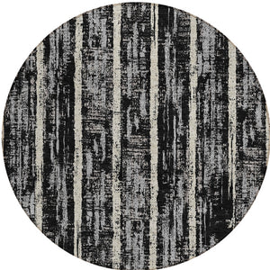 Homeroots 3' Artichoke Green Gray Ivory Striped Washable Area Rug For Indoor Outdoor Use, Durable & Stylish 8' Round Polyester 592691