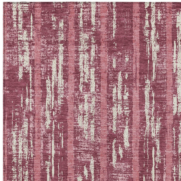 Homeroots 3' Artichoke Green Gray Ivory Striped Washable Area Rug For Indoor Outdoor Use, Durable & Stylish 3' X 5' Polyester 592695