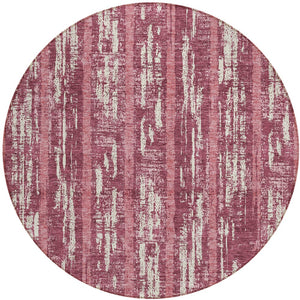 Homeroots 3' Artichoke Green Gray Ivory Striped Washable Area Rug For Indoor Outdoor Use, Durable & Stylish 8' Round Polyester 592697