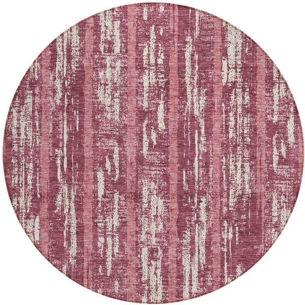 Homeroots 3' Artichoke Green Gray Ivory Striped Washable Area Rug For Indoor Outdoor Use, Durable & Stylish 8' Round Polyester 592697