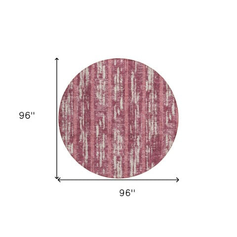 Homeroots 3' Artichoke Green Gray Ivory Striped Washable Area Rug For Indoor Outdoor Use, Durable & Stylish 8' Round Polyester 592697