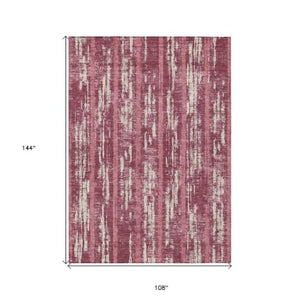 Homeroots 3' Artichoke Green Gray Ivory Striped Washable Area Rug For Indoor Outdoor Use, Durable & Stylish 9' X 12' Polyester 592699