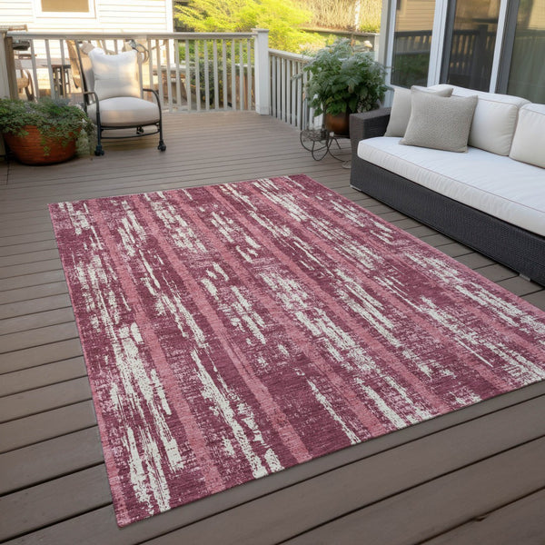 Homeroots 3' Artichoke Green Gray Ivory Striped Washable Area Rug For Indoor Outdoor Use, Durable & Stylish 9' X 12' Polyester 592699