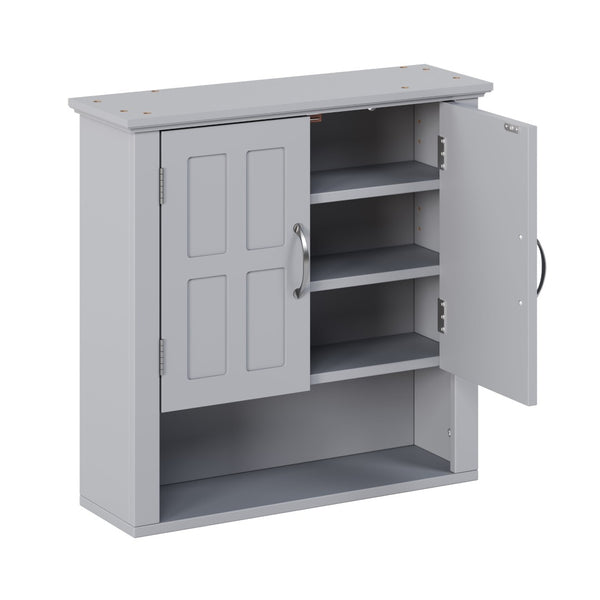 English Elm Bathroom Wall Mounted Cabinet Raised Panel Doors Adjustable Shelves Farmhouse Storage Gray N817P375225G