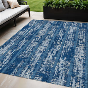 Homeroots 3' Artichoke Green Gray Ivory Striped Washable Area Rug For Indoor Outdoor Use, Durable & Stylish 5' X 8' Polyester 592702