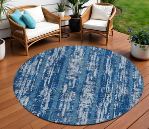 Homeroots 3' Artichoke Green Gray Ivory Striped Washable Area Rug For Indoor Outdoor Use, Durable & Stylish 8' Round Polyester 592703