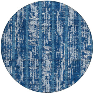 Homeroots 3' Artichoke Green Gray Ivory Striped Washable Area Rug For Indoor Outdoor Use, Durable & Stylish 8' Round Polyester 592703