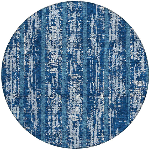 Homeroots 3' Artichoke Green Gray Ivory Striped Washable Area Rug For Indoor Outdoor Use, Durable & Stylish 8' Round Polyester 592703