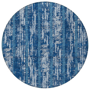 Homeroots 3' Artichoke Green Gray Ivory Striped Washable Area Rug For Indoor Outdoor Use, Durable & Stylish 8' Round Polyester 592703