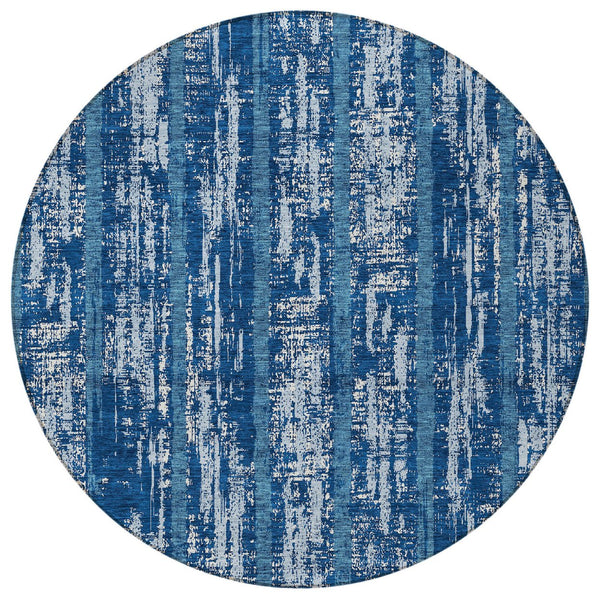 Homeroots 3' Artichoke Green Gray Ivory Striped Washable Area Rug For Indoor Outdoor Use, Durable & Stylish 8' Round Polyester 592703