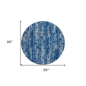 Homeroots 3' Artichoke Green Gray Ivory Striped Washable Area Rug For Indoor Outdoor Use, Durable & Stylish 8' Round Polyester 592703