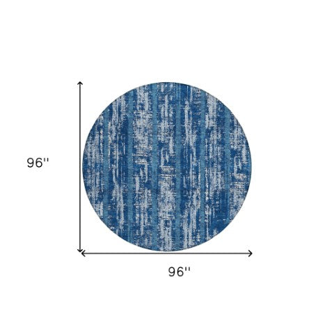 Homeroots 3' Artichoke Green Gray Ivory Striped Washable Area Rug For Indoor Outdoor Use, Durable & Stylish 8' Round Polyester 592703