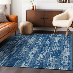 Homeroots 3' Artichoke Green Gray Ivory Striped Washable Area Rug For Indoor Outdoor Use, Durable & Stylish 9' X 12' Polyester 592705